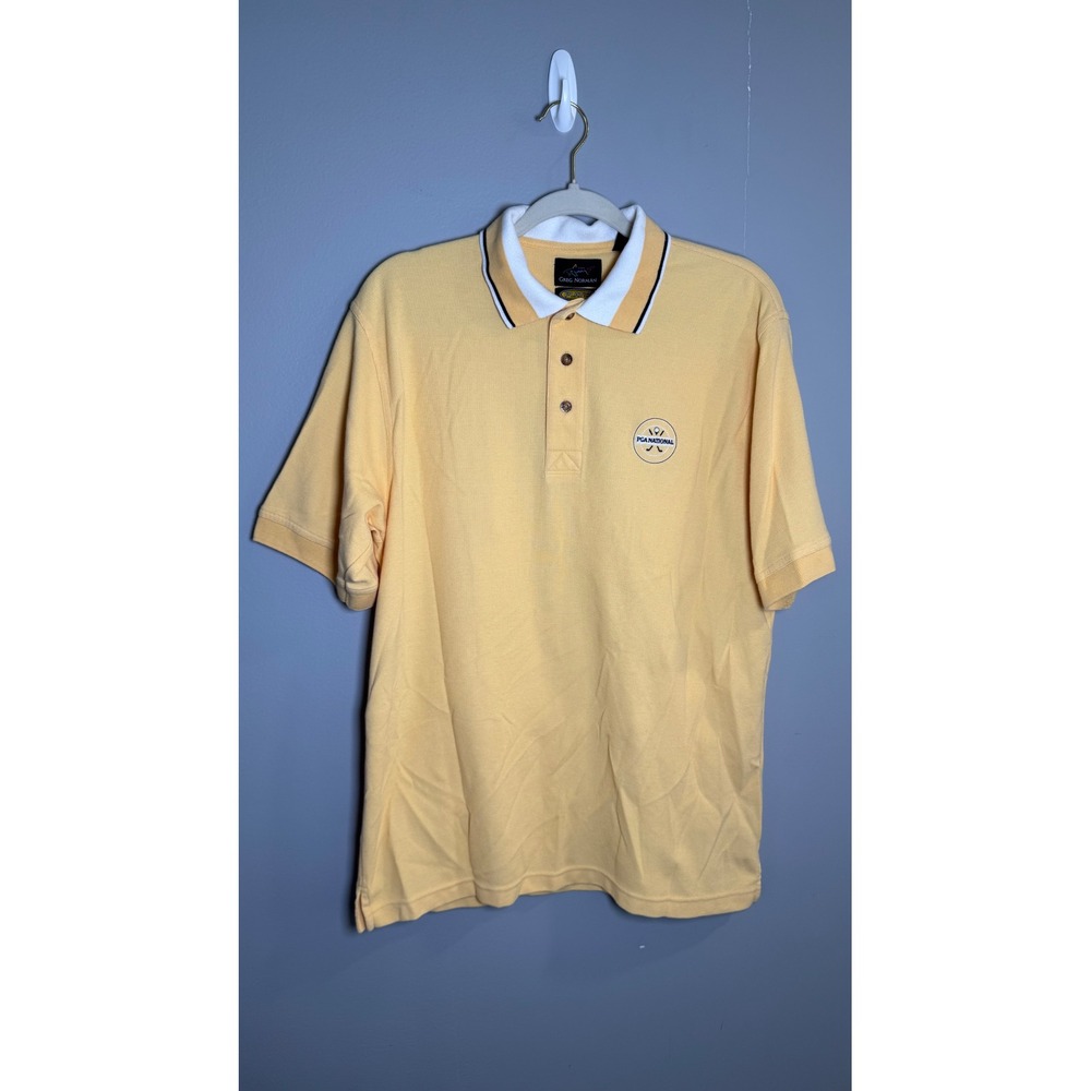 Greg Norman Play Dry Mens Yellow PGA National Golf Polo Shirt Size M S/S